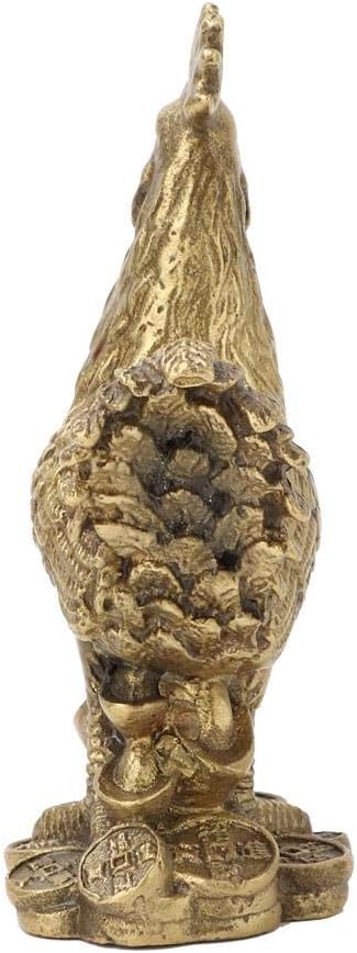 Hilitand Brass Luck Rooster Chicken Statue, Feng Shui Decor for Good Luck and Wealth, 10cm/3.94in