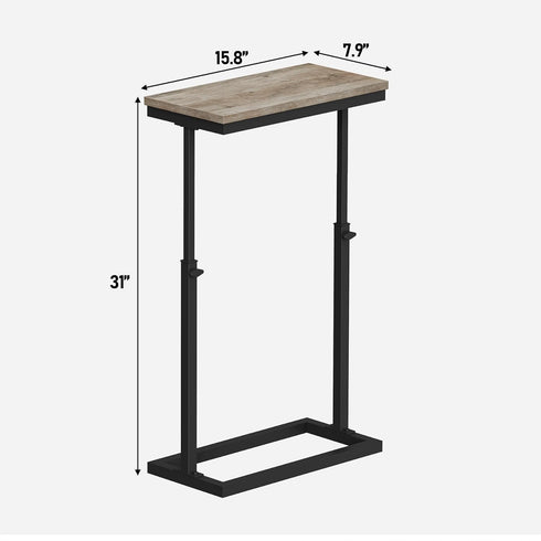 TB01BG083 TUTOTAK End Table, Side Table, Tall Couch Table, Sofa Table, Living Room, Bed Room, Greige