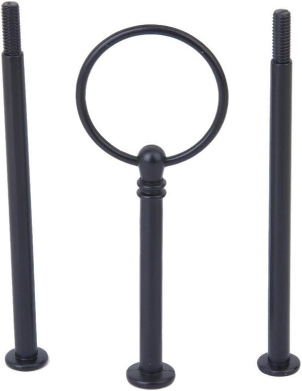 Metal 3 Tier Cake Stand - 13 Inch Round Handle Cake Plate Stand with Heavy Plate Handle Fittings (Black)