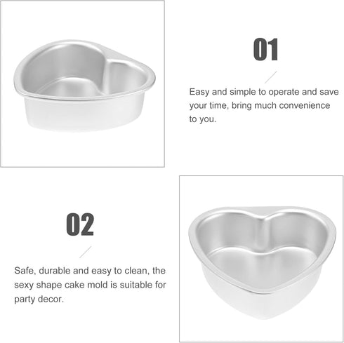 Luxshiny 5pcs Mini Heart Cake Pans, 4 Inch Aluminium Bakeware for Wedding, Birthday, Valentine’s Day