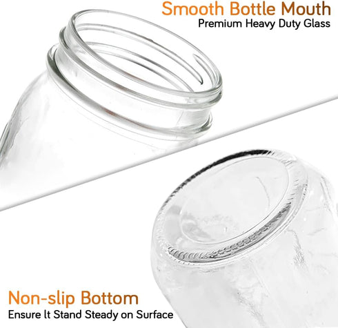2 Pack 16oz Showvigor Regular Mouth Mason Jars Glass Canning Jars with Airtight Lids for Preserving, Jam, Honey, Jelly