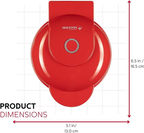 Holstein Housewares Personal Non-Stick Heart Waffle Maker, Red - 4-inch Waffles Ready in Minutes