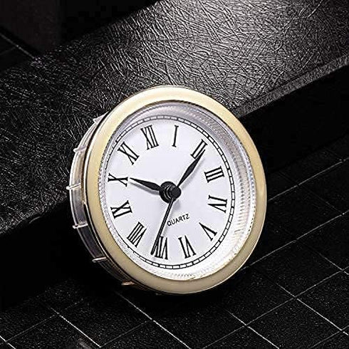 Hicarer Mini Quartz Clock Insert | 2.4 Inch (61 Mm) Round Clocks Head | Roman Number Replacement Movement, White Face