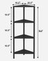 4-Tier BS05BK004 TUTOTAK Corner Shelf, Corner Bookshelf for Small Space, Narrow Display Corner Shelf Stand with Storage