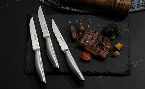 Steak Knife Set of 4, German Stainless Steel Serrated Steak Knives
