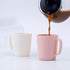 Set of 5 Coffee Mugs - 10 Ounce Unbreakable Plastic Cups with Handle, 3 Basic Colors, Dishwasher Safe