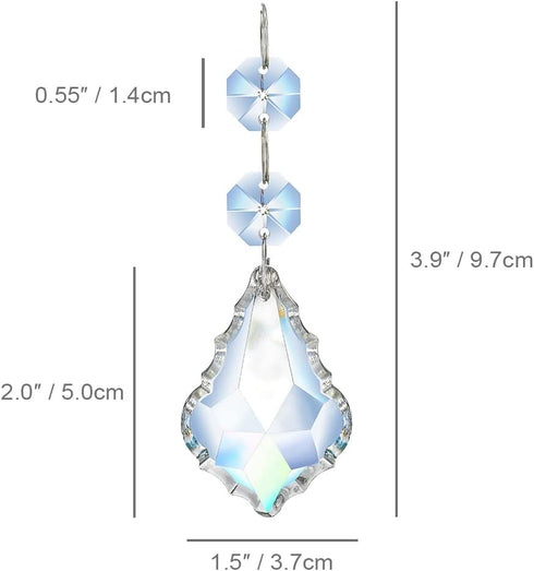 20pcs 50mm Clear Maple Leaf Crystal Chandelier Prism Pendant Parts, Suncatchers Hanging Crystals Beads for Chandelier