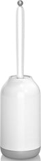 HAMITOR Toilet Bowl Brush Holder Set: White Decorative Caddy with Curved Bristle for Deep Cleaning Toilet Cleaner