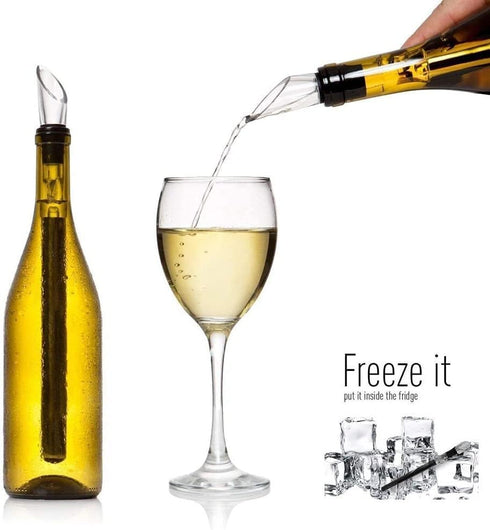 Wine Chiller Ice Red Wine Bottle - Stainless Steel Cooler Stick Container, 3 in 1 with Aerator and Pourer