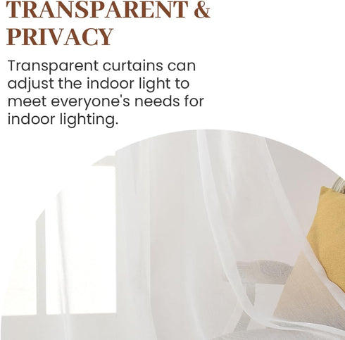Dreaming Casa Solid Sheer Curtains White Rod Pocket Voile Draperies 84 Inches Long