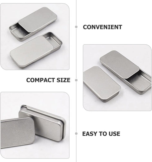 Hemoton 20pcs Rectangular Slide Top Tinplate Box, Sliding Cover Push-Pull Tin Box for Candies Jewelry Crafts Lip Balm
