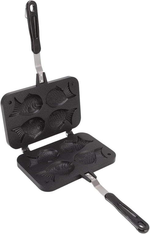 Taiyaki Fish Shaped Pancake Maker Pan, Non-Stick Double Baking Pan with 4 Fish for Kitchen Waffle Baking