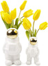 CHIVE - Astronaut Shape Vase, Simple Modern Flower Bud Planter, White and Gold (Medium)