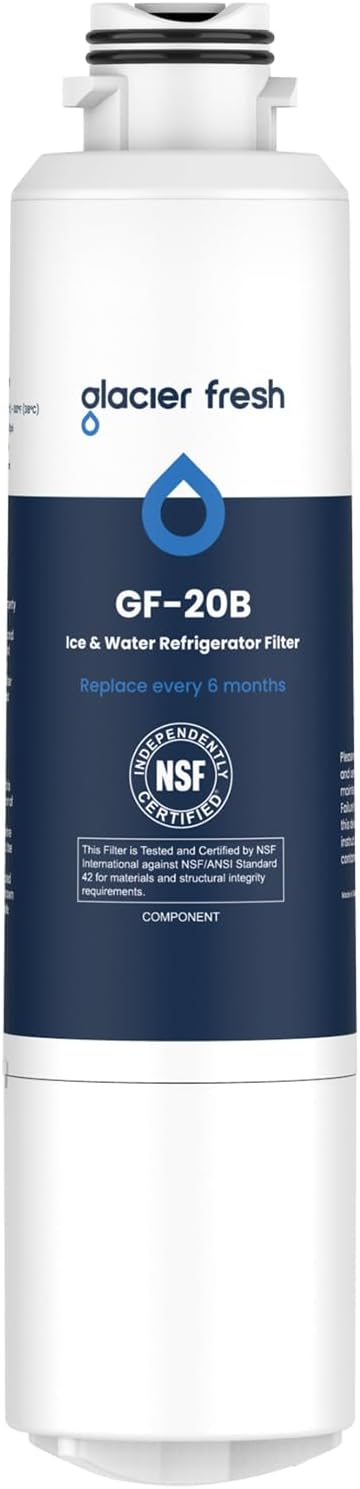 GLACIER FRESH Compatible Samsung DA29-00020B Refrigerator Water Filter - Pack of 1 for French Door Fridge