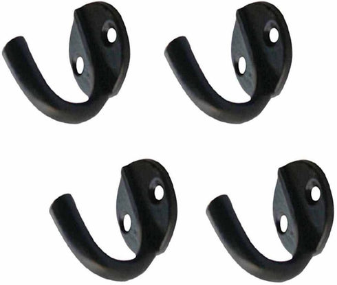 Renovators Supply Manufacturing Black Wrought Iron Wall Coat Hook - Durable 1.6" L Single Hooks for Towel, Kitchenware,