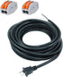 25FT 14 AWG 2 Prong Pigtail Power Cord, 110V Black Cable Open Wire, Heavy Duty 120V 15A Electrical Repair Cord