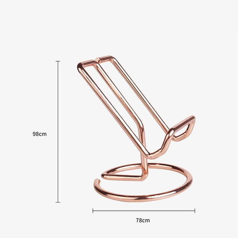 Teensery 1 Pack Metal Wire Frame Holder Stand for Tabletop Display of Pictures, Books, Cellphone Pad (Rose Gold)