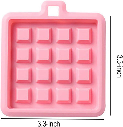 2-Pack Silicone Waffle Mold, Muffin Pans Molds, Waffle Maker Baking Tray Mold Bakeware for Waffle Cake Chocolate Craft Candy Soap Baking, Blue&Pink (Square: 3.3x3.3x0.4 inch) by Goeielewe