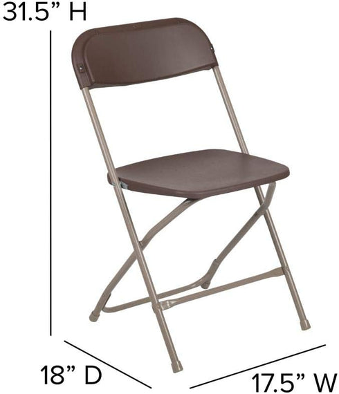 2 Pack 650LB Flash Furniture Hercules Series Plastic Folding Chair - Brown - Weight Capacity Comfortable Event
