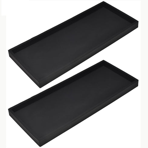 DNC Bathroom Vanity Tray, 2PC 11.8" Silicone Kitchen Sink Soap Tray for Countertop Dish Holder, Black Desk Organizer
