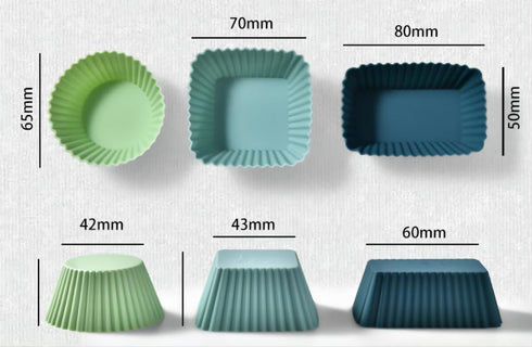 12 Pack Reusable Silicone Cupcake Baking Cups, 3 Shapes of Standard Round & Square & Rectangle,Muffin Liners,Non-Toxic, BPA Free, Dishwasher Safe by LLdousahy