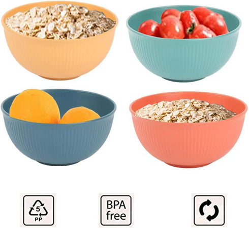 4 Pack Unbreakable 24 oz Cereal Bowls - Reusable Wheat Straw Fiber Lightweight, Dishwasher & Microwave Safe