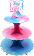 Gender Reveal Cupcake Stand, 3 Tier Cardboard Cake Stand for Blue and Pink Party Decorations