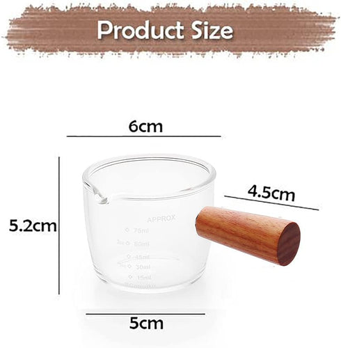 1 Pack Espresso Shot Glass 75ML Triple Pitcher Barista with Wood Handle by BCnmviku