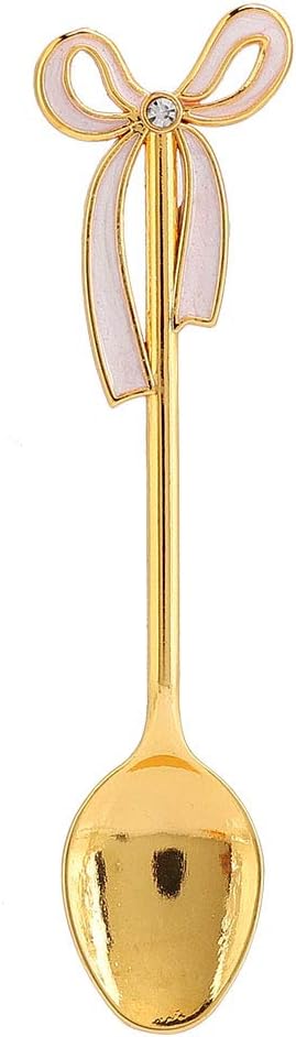 Coffee Dessert Spoon Set, 6PCS Gold Swan Base Holder, Stainless Steel Small Spoons for Ice Cream Cake Coffee