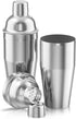 Professional Stainless Steel Cocktail Shaker Set 24oz with Double Measuring Jigger, Built-In Strainer, Bartender Kit.