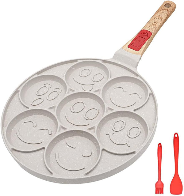 Pancake Pan with 7 Holes, Non Stick Mini Crepe Pan with Detachable Handle