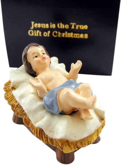 Westmon Works Baby Jesus Figurine with Manger, Small Nativity Statue in a Box, 2 Inch