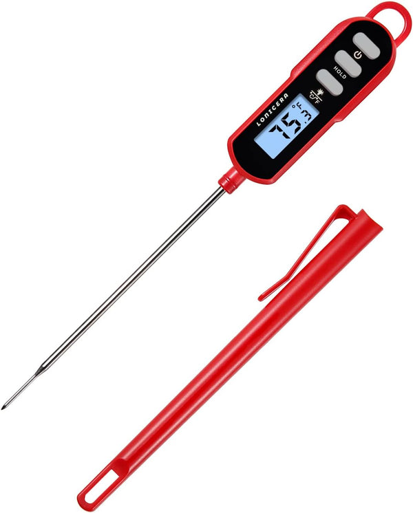 Lonicera Instant Read Digital Meat Thermometer, Waterproof Long Probe with Meat Temp Guide for Cooking