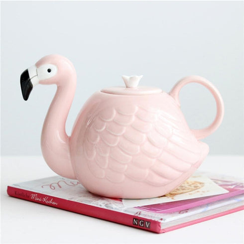 WUYIAZHI Set 15 34 (Set 3) JointVictory Flamingo Coffee Mugs and Teapot Ounce Ceramic Flamingo Cups Ounce Porcelain