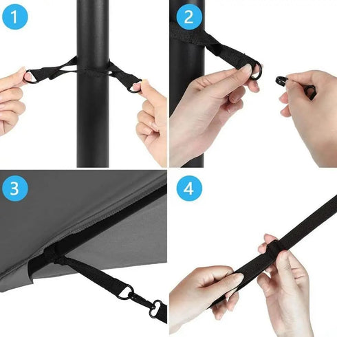 Wind Protection Fixing Strap for Large Cantilever Parasols Windproof Protection Adjustable For Garden Umbrella Wind Lock For Cantilever Parasols With Hooks