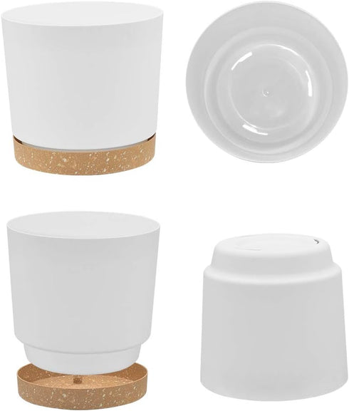 ZMTECH Plant Pots Set of 3, 8'' Self Watering Plastic Planter with Drainage Hole and Saucer for Indoor Outdoor