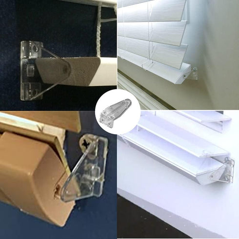 4pcs Hold Down Bracket for 1" Mini Blinds - Bottom Rail Hold Clips, Clear Plastic with Install Screws