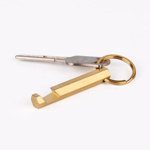 2PCS Solid Brass Keychain Beer Bottle Opener - Handcrafted Brass Copper Key Rings (KPQ-502L), Small Gold