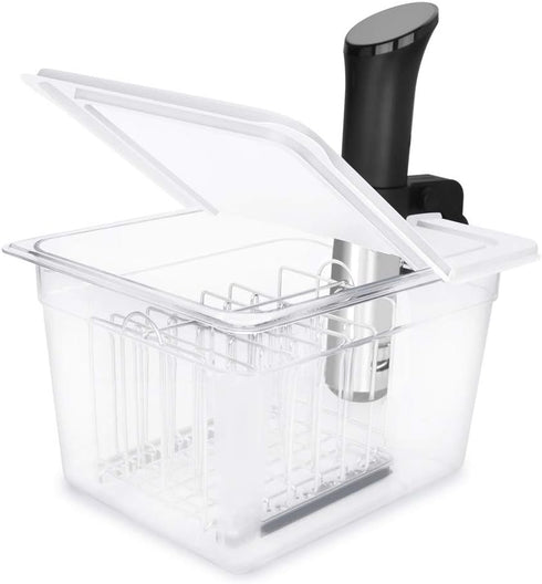 EVERIE Sous Vide Container 12 Qt with Collapsible Hinged Lid and Rack, Compatible with Anova Nano and Instant Pot,