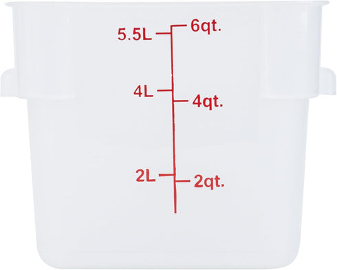 Restaurantware Met Lux 6 Quart Food Storage Container, Translucent with Volume Markers, Lids Sold Separately