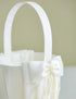 Wedding Flower Girl Basket and Ring Bearer Pillow Set - Simple Bow Pearl Collection, Ivory