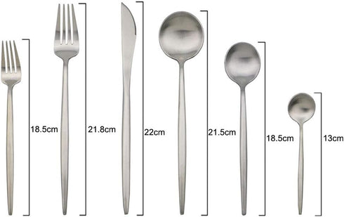 JASHII Luxury Flatware Set, 6-Pieces Elegant 18/10 Stainless Steel Silverware for Home Kitchen, Dishwasher Safe