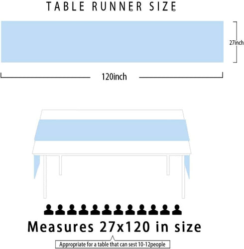 Chiffon Table Runner 27x120 Inches, Baby Blue Sheer Fabric Long Table Runners for Wedding Party Decorations