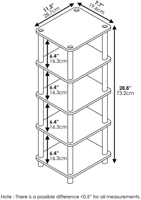 4-Bins FURINNO LAci System Rack, Oak/Black/Light Brown