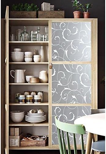 LEMON CLOUD Window Privacy Film, No-Adhesive Static Decorative Window Film, Frosted Stained Glass Vine Design (17.5 x