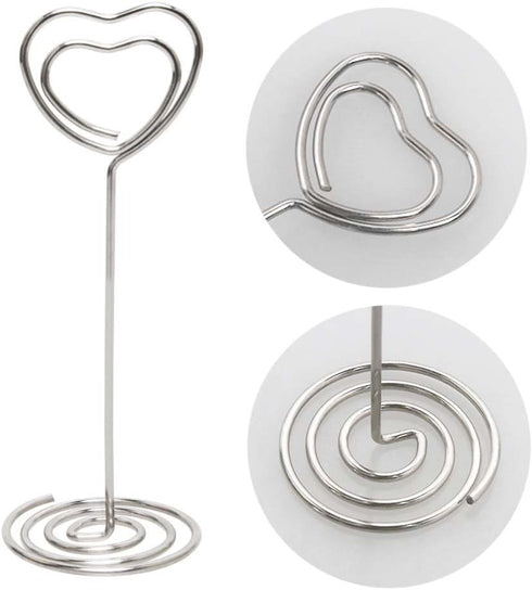 Table Number Card Holders, 25 Pack Heart Shape Picture Holders for Wedding Party, Office, Restaurant