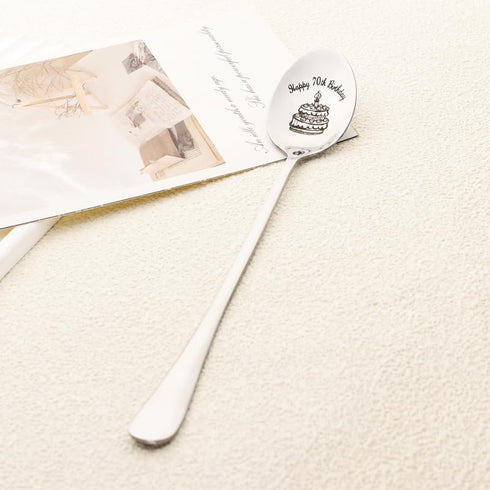 Happy 70th Birthday Gifts Spoon, Bday Gifts for Grandpa, 70 Years Old Presents for Men and Women