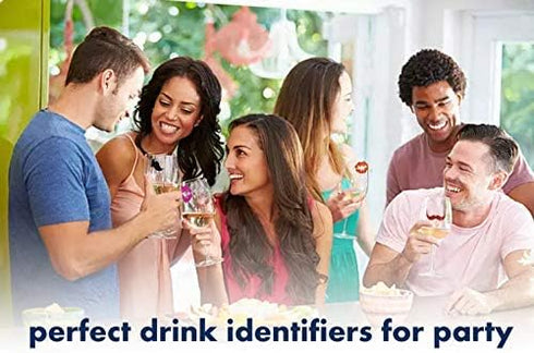 WZT 30 Piece Silicone Drink Markers, Multi-Purpose Wine Glass Markers for Bar, Party, Dinner Parties