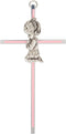 Praying Little Girl Pink Metal Hanging Wall Cross, 6 Inch