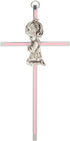 Praying Little Girl Pink Metal Hanging Wall Cross, 6 Inch